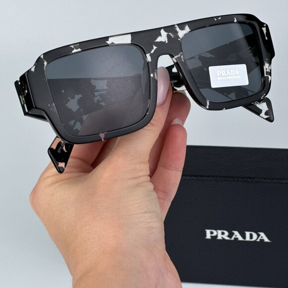 Prada PRA05S 15O70B BRAND NEW Sunglasses Tortoise Black Crystal Dark Grey Square - Picture 1 of 11
